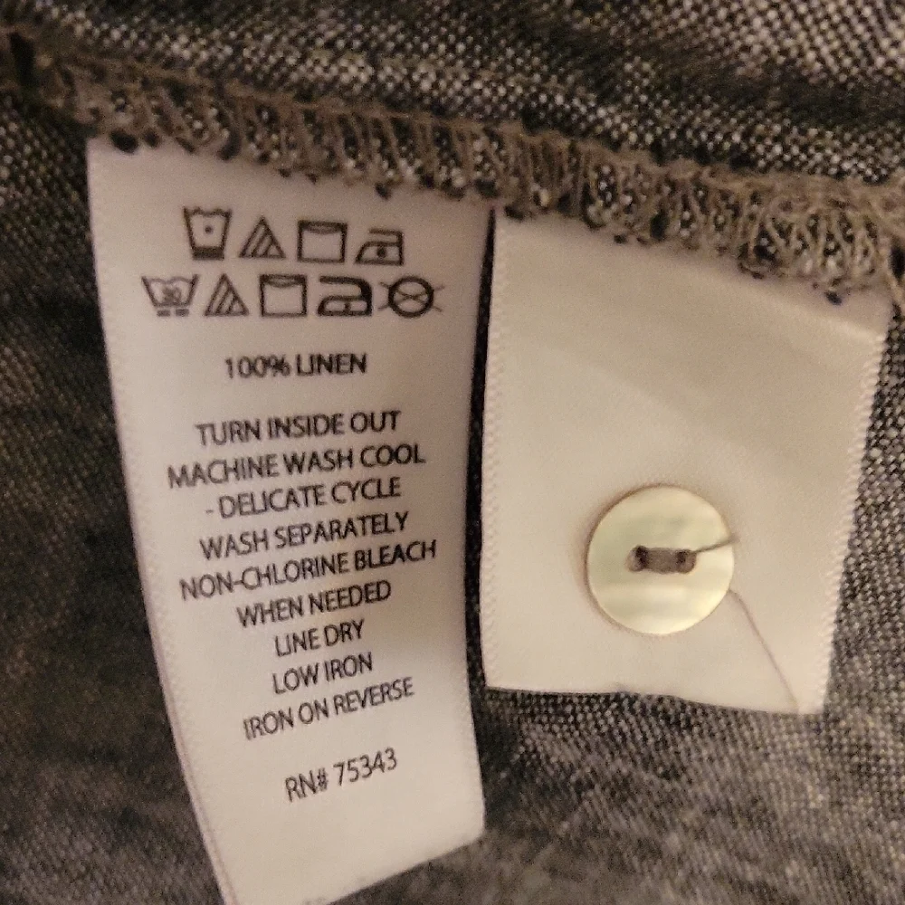 Tahari Long Sleeve Gray Linen Dress a line Sz Large  loose fit - Picture 5 of 6